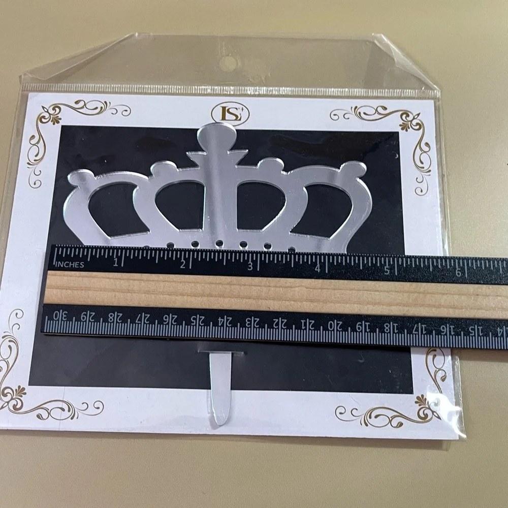 NWT Royal Crown Mirrored Acrylic Cake Topper